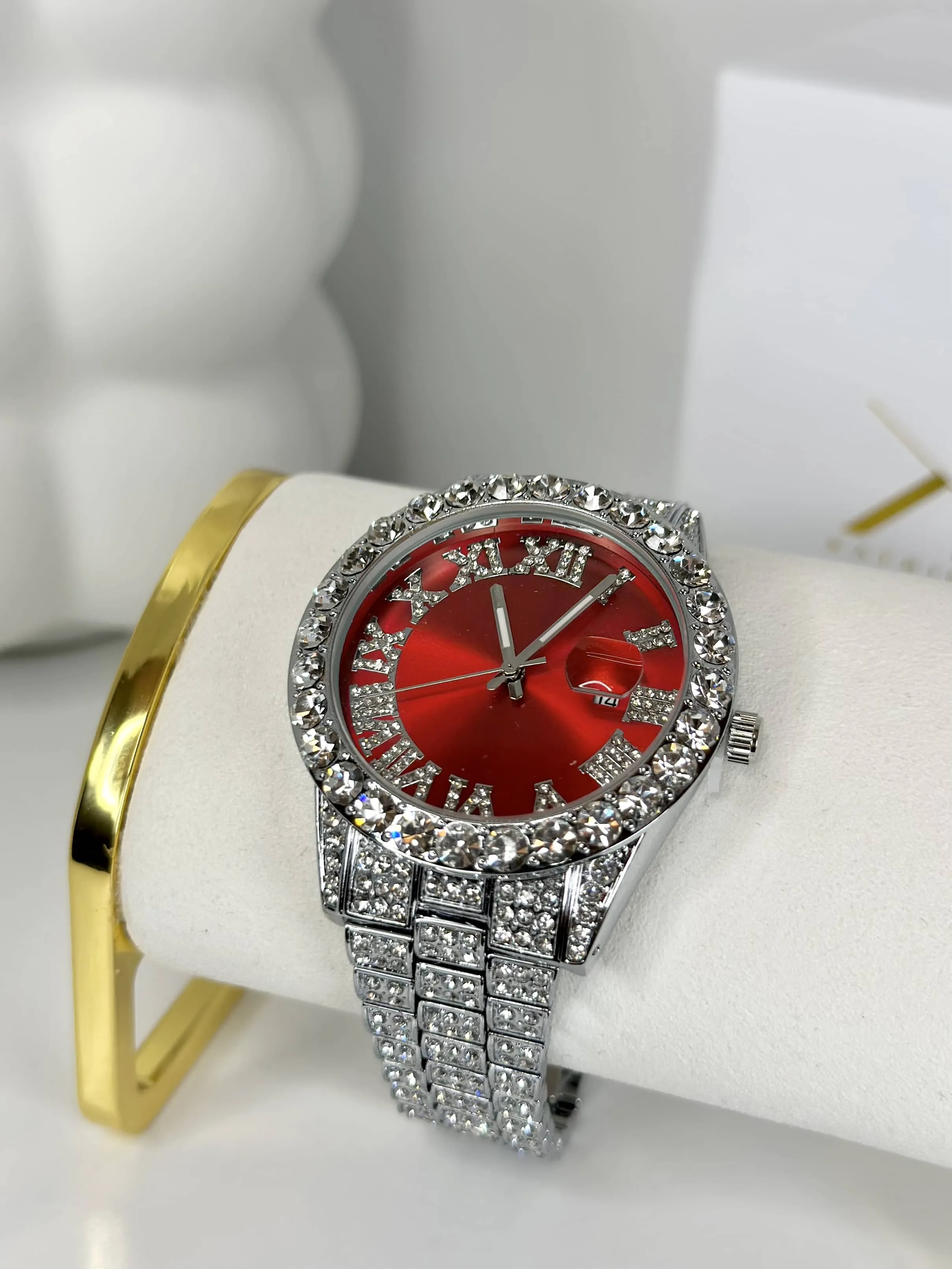 SCARLET RED | SILVER BAND WATCH