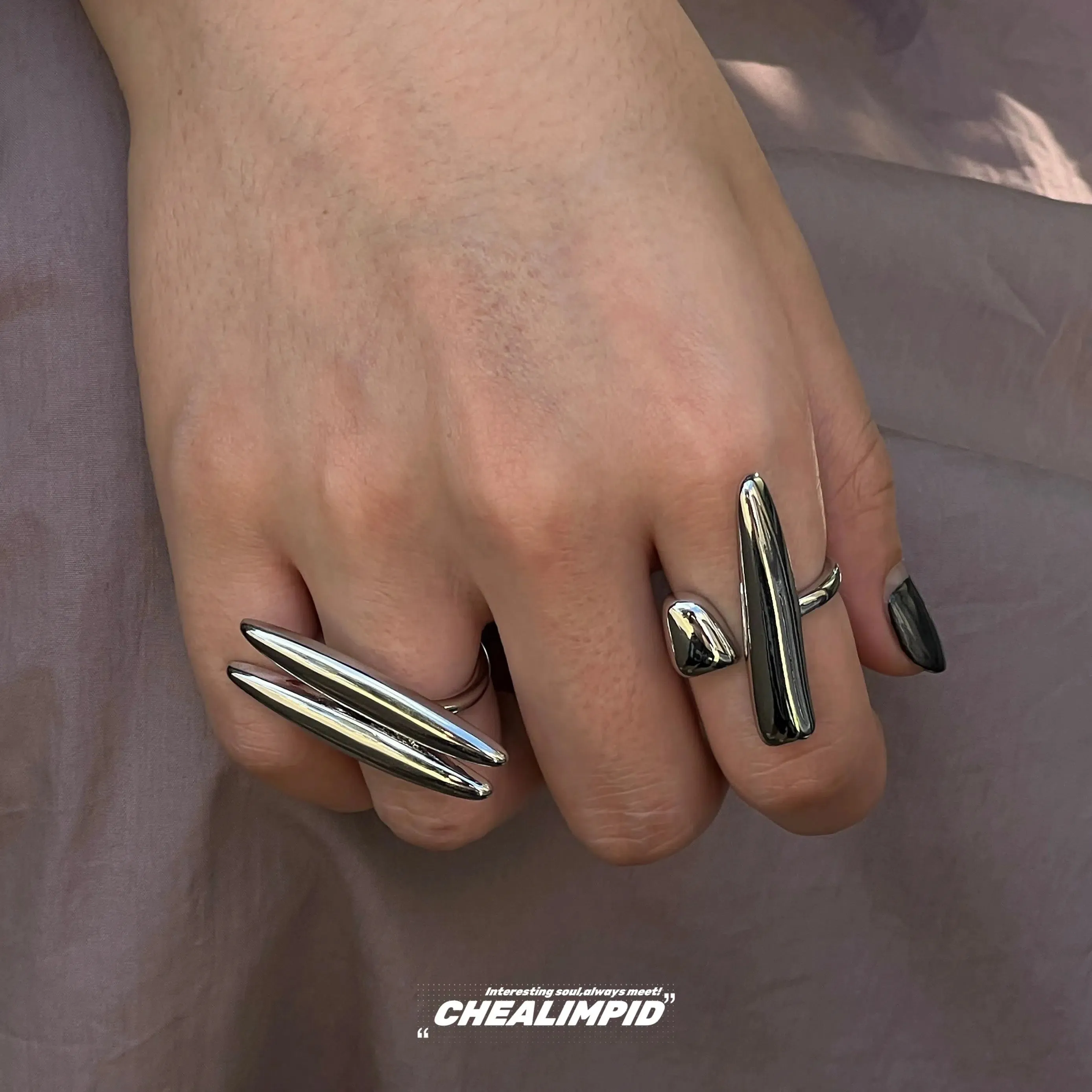 Sculptural Statement Rings Set