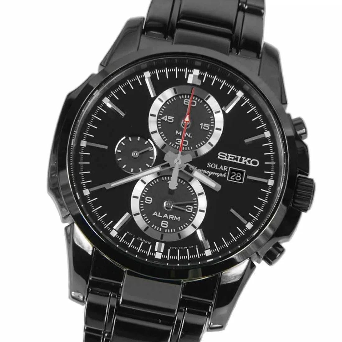 Seiko Black Solar SSC095P1 SSC095 SSC095P Alarm Chronograph Watch