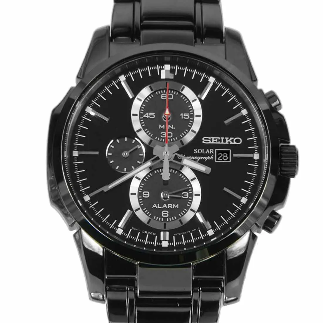 Seiko Black Solar SSC095P1 SSC095 SSC095P Alarm Chronograph Watch