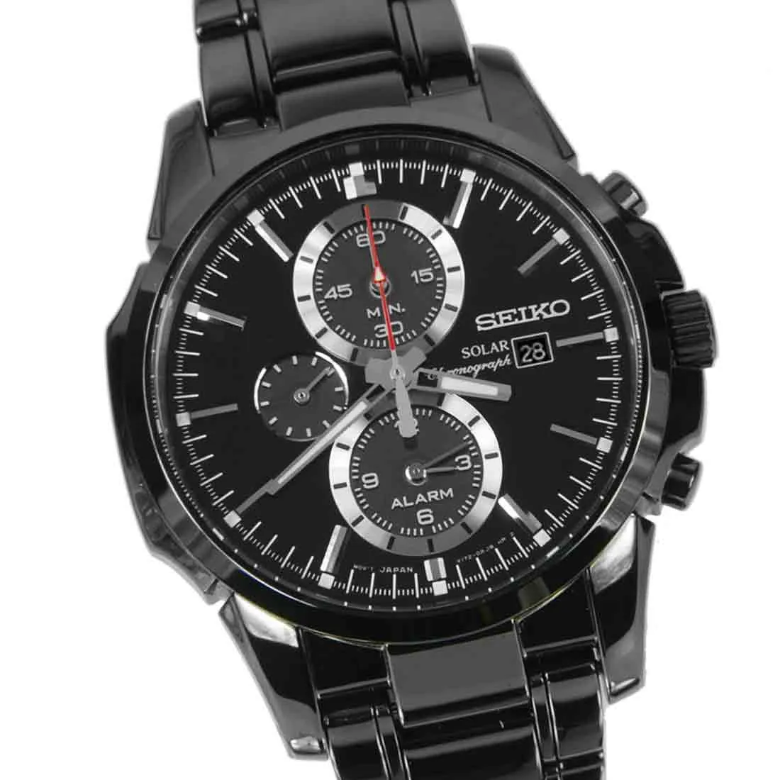 Seiko Black Solar SSC095P1 SSC095 SSC095P Alarm Chronograph Watch