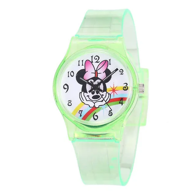 Silicone Cartoon Lovely Kids Girls Boys Children Students Quartz Wrist Watch Popular Watches Minnie Mouse Clock Montre Enfant