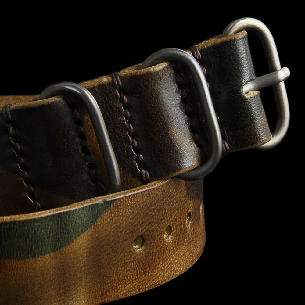 Single Pass Leather Watch Strap, 3-Ring Military 101