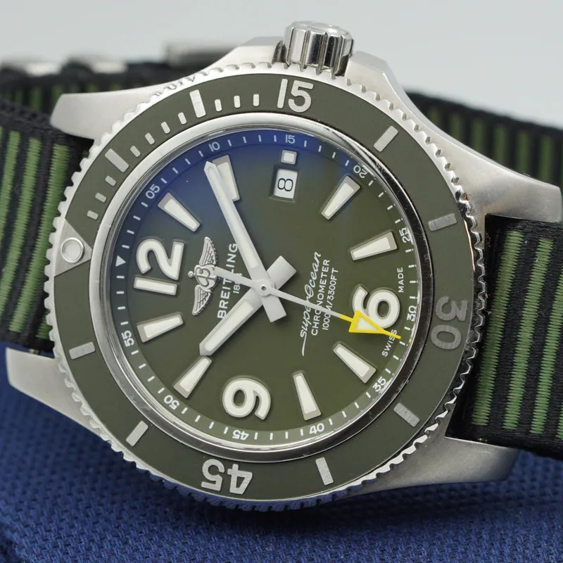 SOLD - Breitling Superocean 44mm Outerknown Green Dial A17367A11L1W1 B&P
