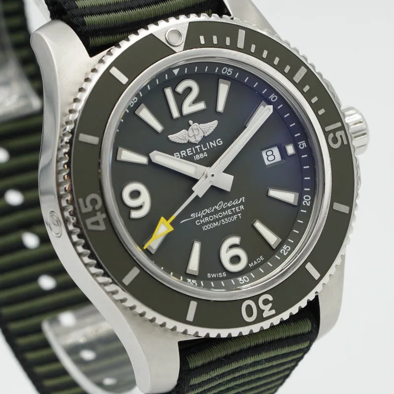SOLD - Breitling Superocean 44mm Outerknown Green Dial A17367A11L1W1 B&P