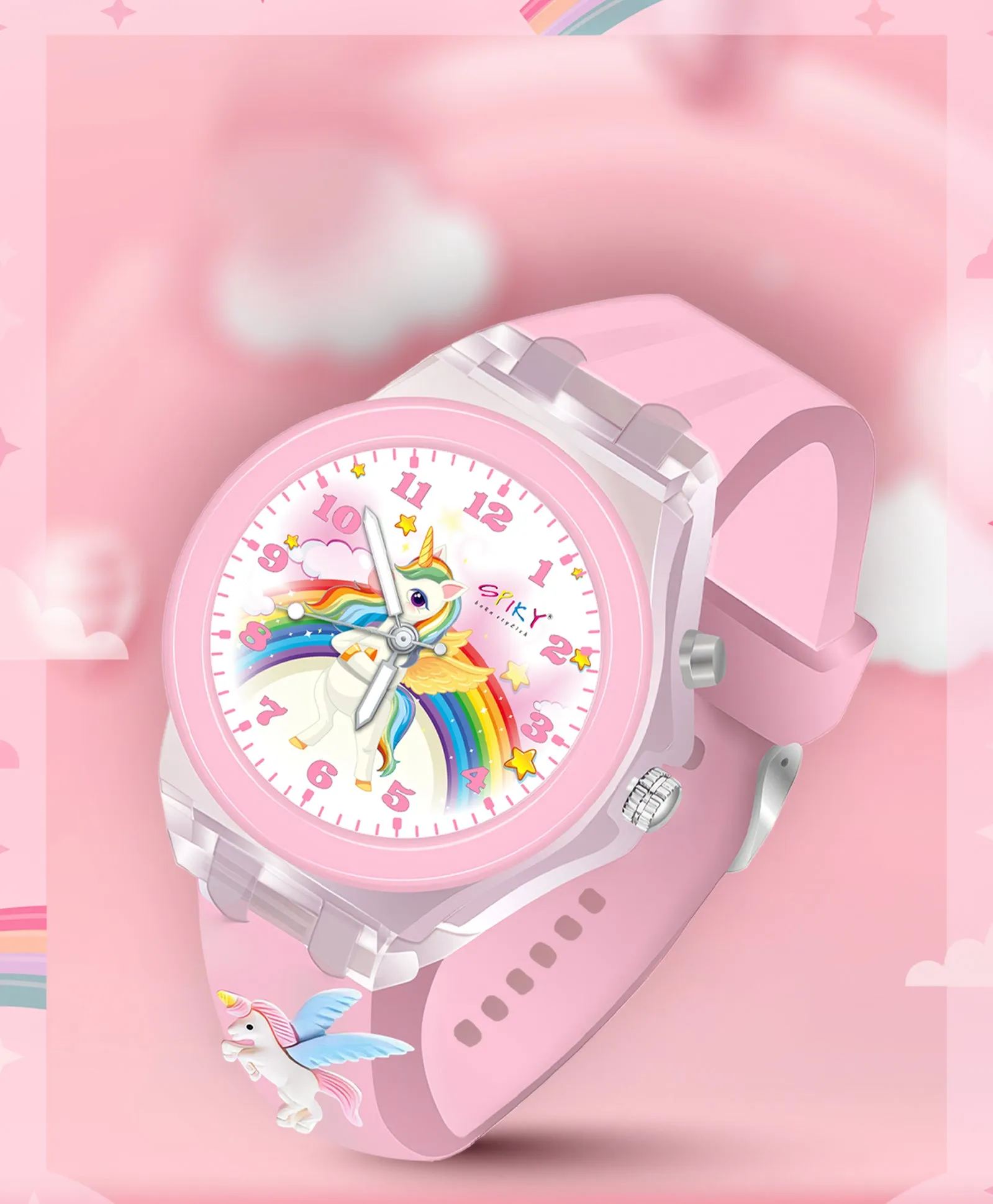 Spiky 3D Cartoon Butterfly Analog Light Watch for Kids & Girls - Purple