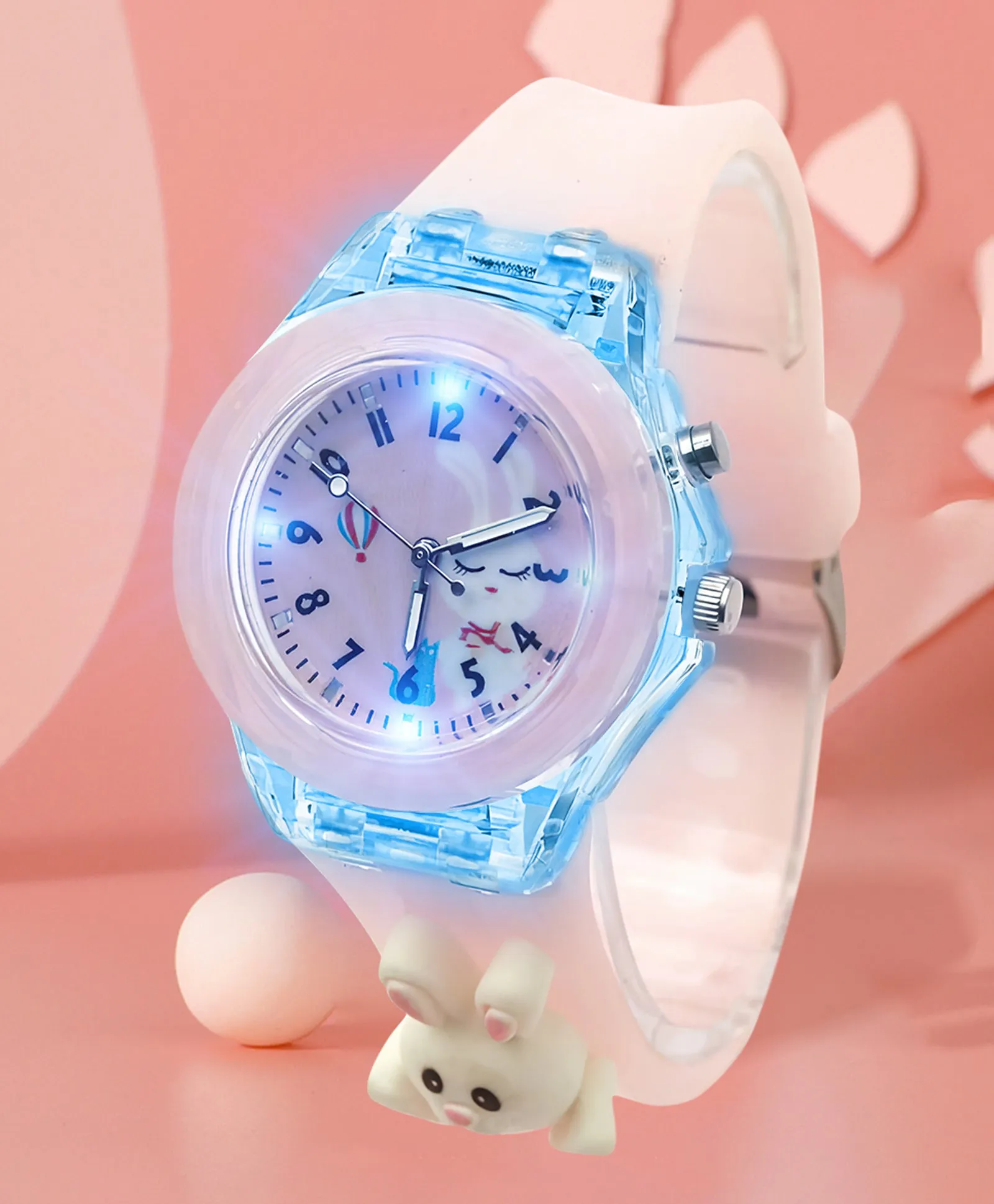 Spiky 3D Cartoon Butterfly Analog Light Watch for Kids & Girls - Purple