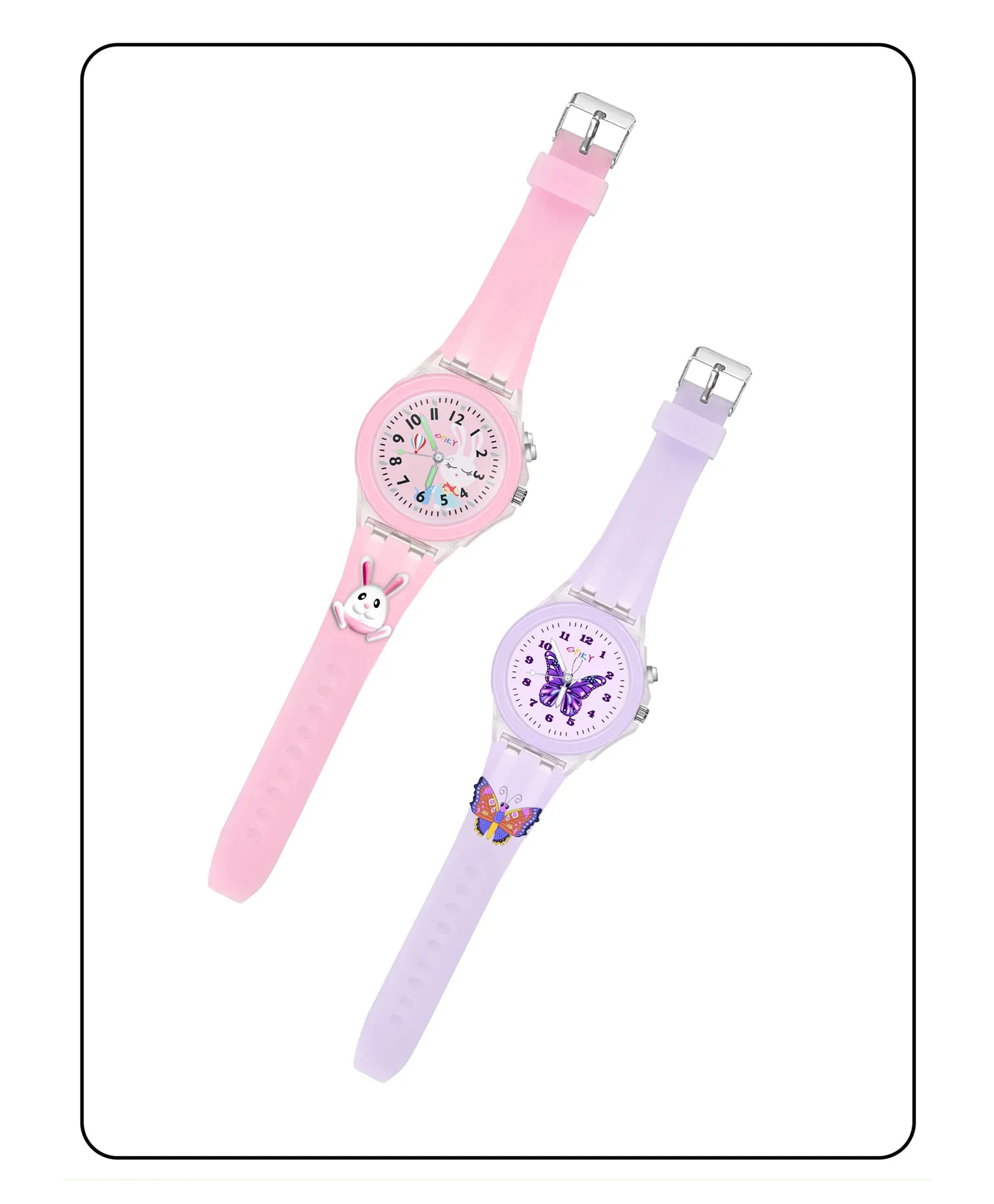 Spiky Combo of Butterfly & Monkey 3D Cartoon Analog Light Watch