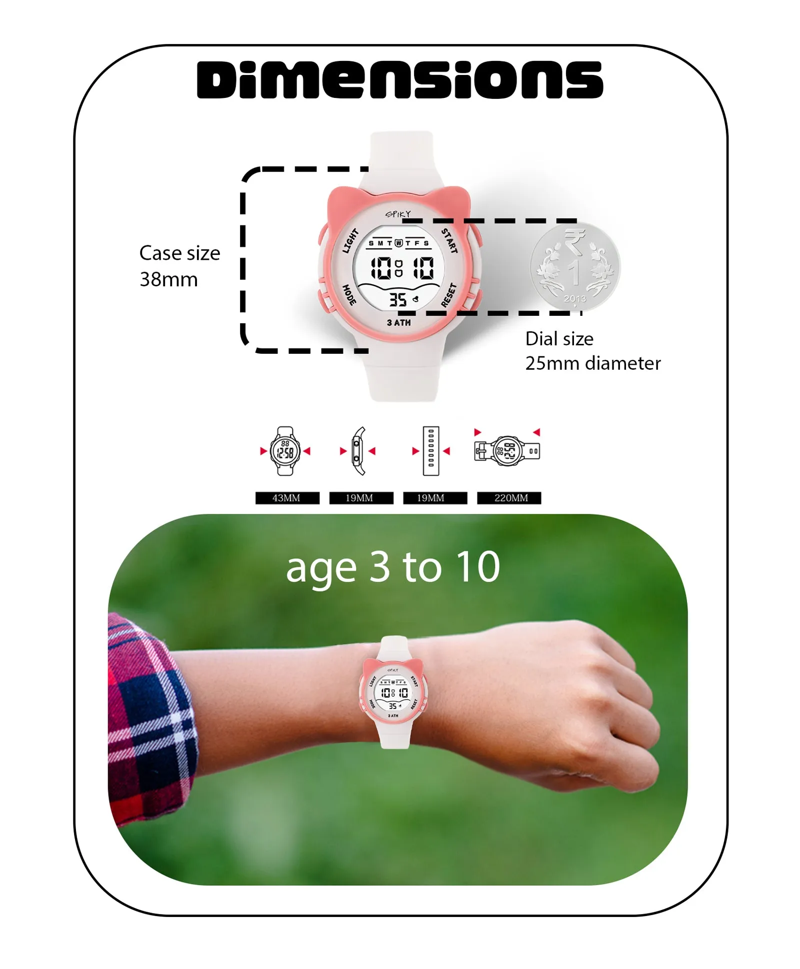 Spiky Eva12 Round Cat Shaped Sports Digital Watch - Pink