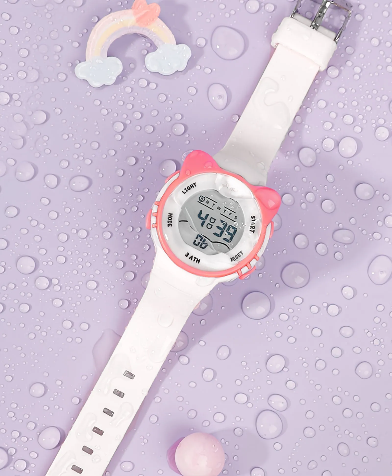 Spiky Eva12 Round Cat Shaped Sports Digital Watch - Pink