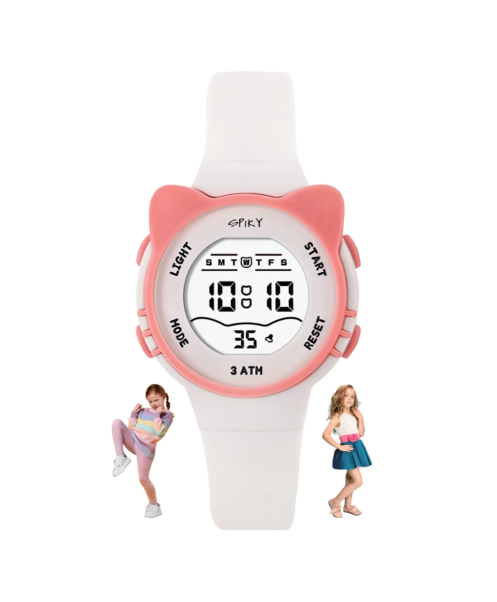 Spiky Eva12 Round Cat Shaped Sports Digital Watch - Pink