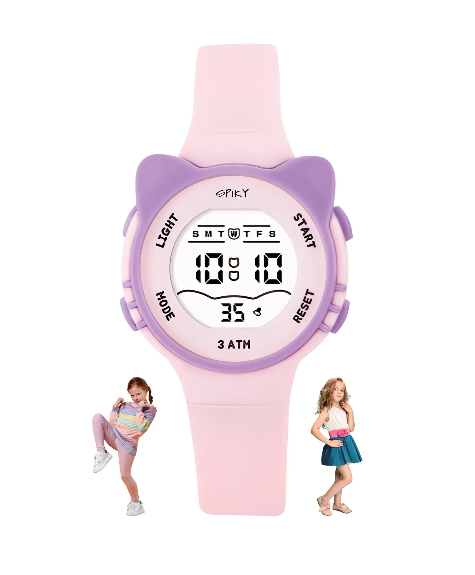 Spiky Eva12 Round Cat Shaped Sports Digital Watch - Pink
