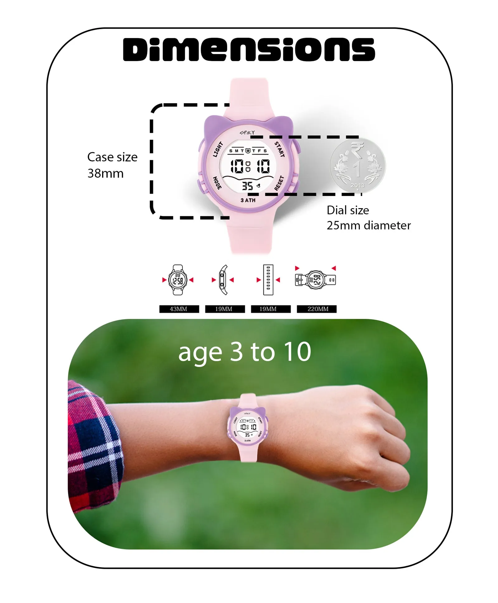 Spiky Eva12 Round Cat Shaped Sports Digital Watch - Pink