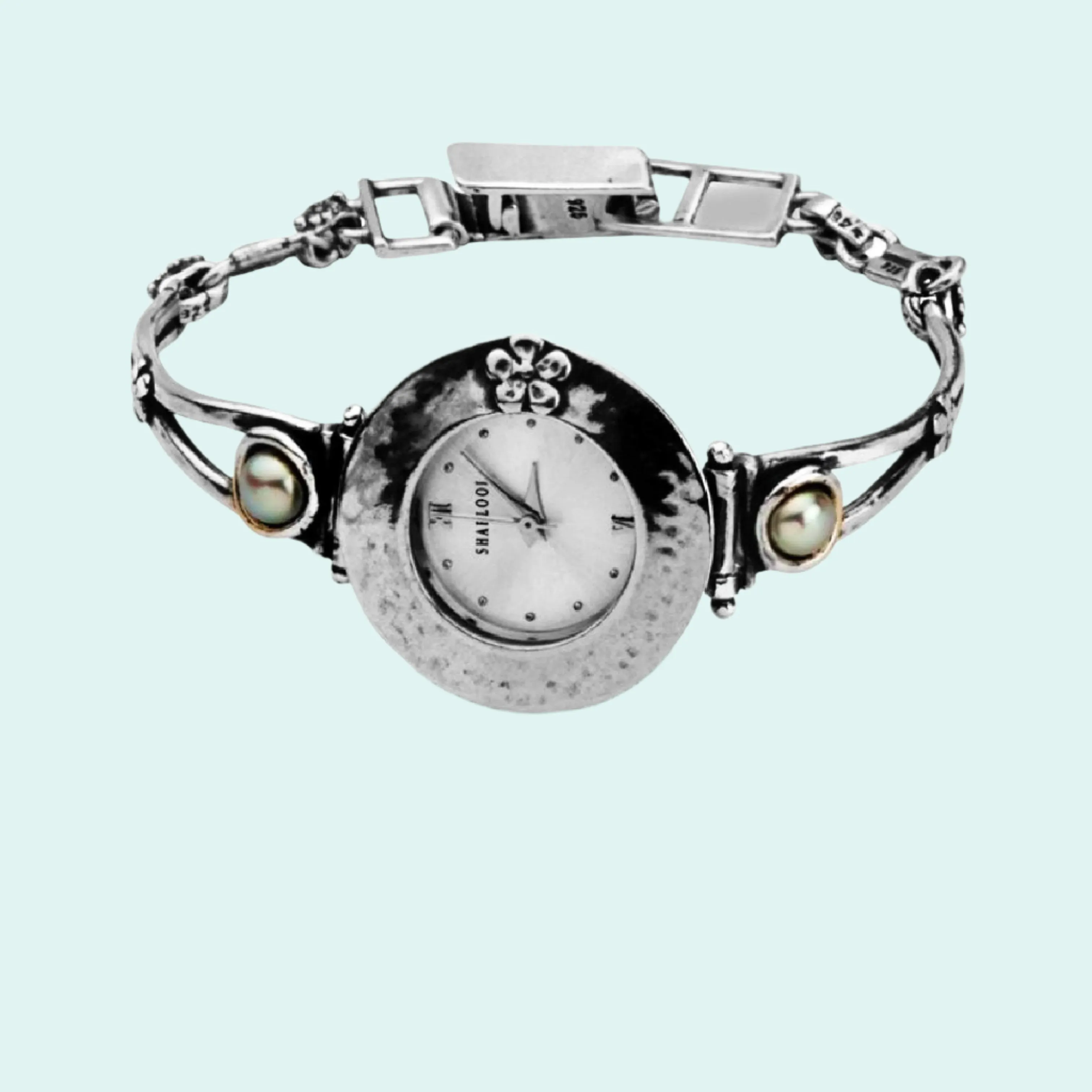 Sterling Silver Watch with Pearl. Watch for Woman.