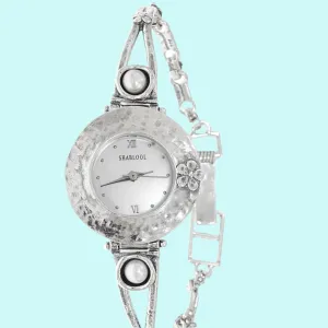 Sterling Silver Watch with Pearl. Watch for Woman.