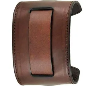 Stitched Brown Leather Wide Cuff