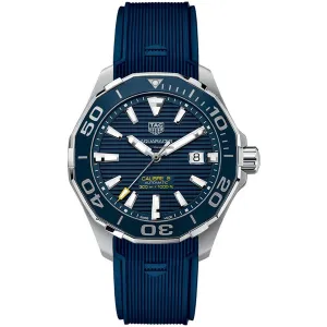 Tag Heuer Aquaracer Blue Rubber Blue Dial Automatic Watch for Gents - WAY201BFT6150
