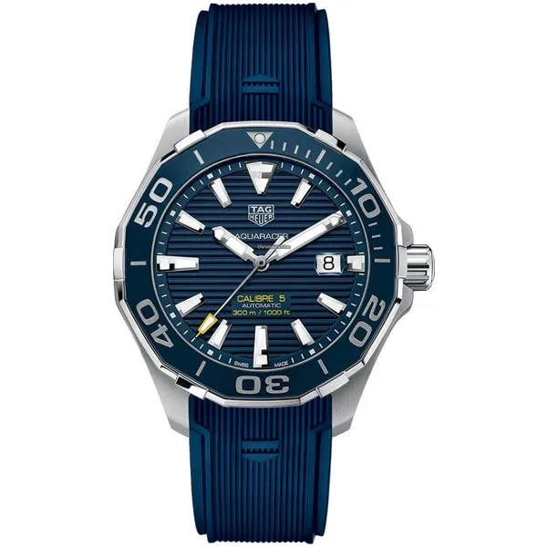 Tag Heuer Aquaracer Blue Rubber Blue Dial Automatic Watch for Gents - WAY201BFT6150