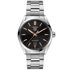 TAG Heuer Carrera Calibre 5 Automatic Men's Black Dial & Steel Watch, 39mm