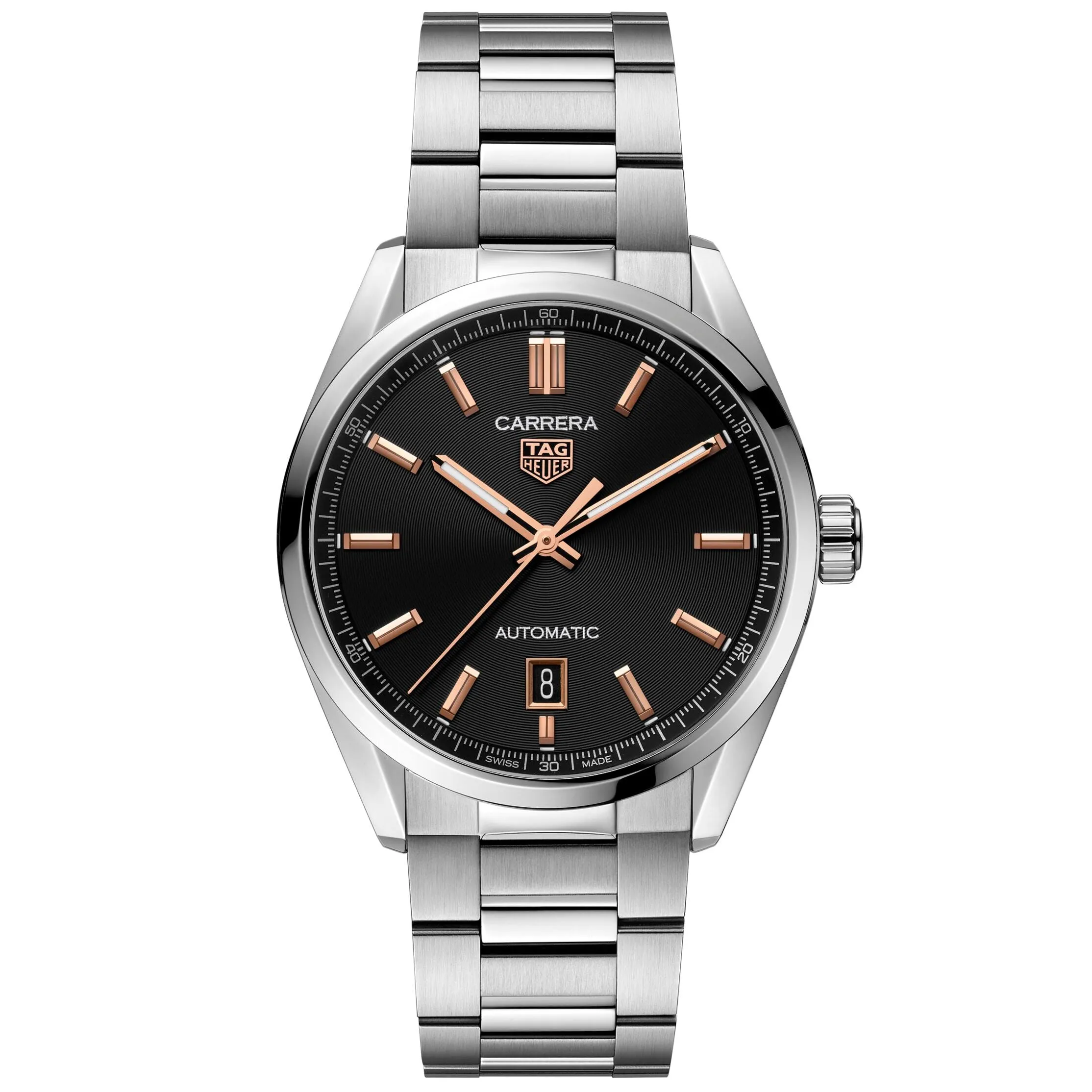 TAG Heuer Carrera Calibre 5 Automatic Men's Black Dial & Steel Watch, 39mm