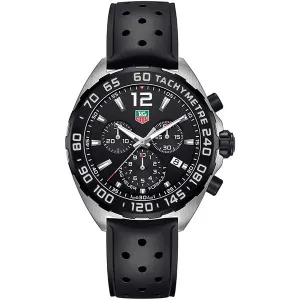 Tag Heuer Formula 1 Black Rubber Strap Black Dial Chronograph Quartz Watch for Gents - CAZ1010FT8024