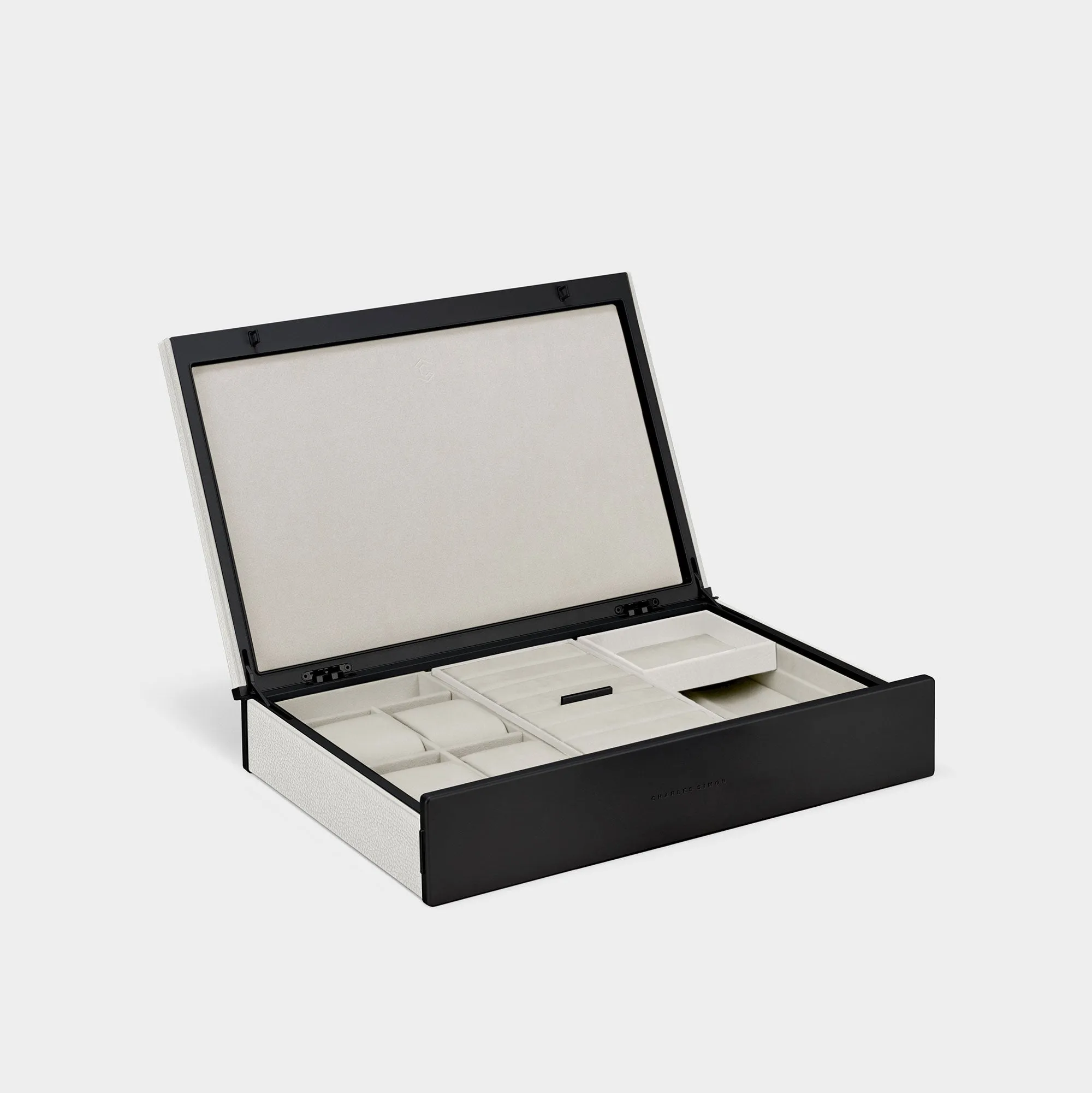 TAYLOR 4 WATCH AND JEWELRY BOX - WHITE / BLACK