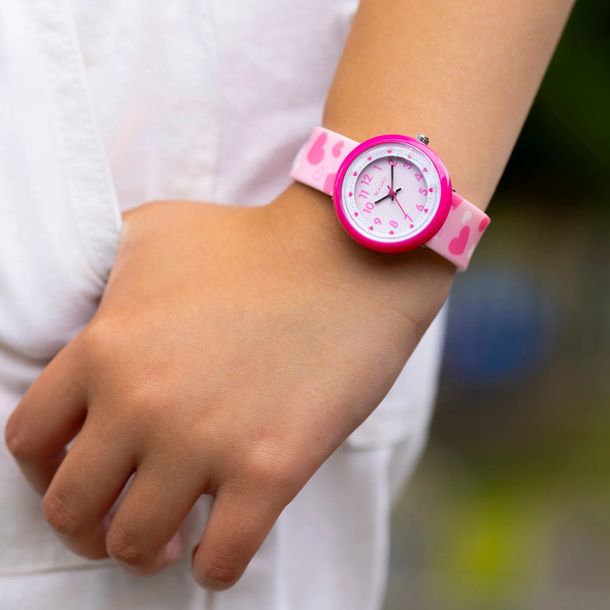 Tikkers Pink Heart Silicone Time Teacher Watch