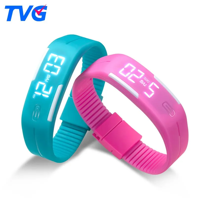 TVG Brand Soft Silicone Bracelet Strap Cartoon Watches Boys Girls LED Display Children Digital Watches for kids Children Gift