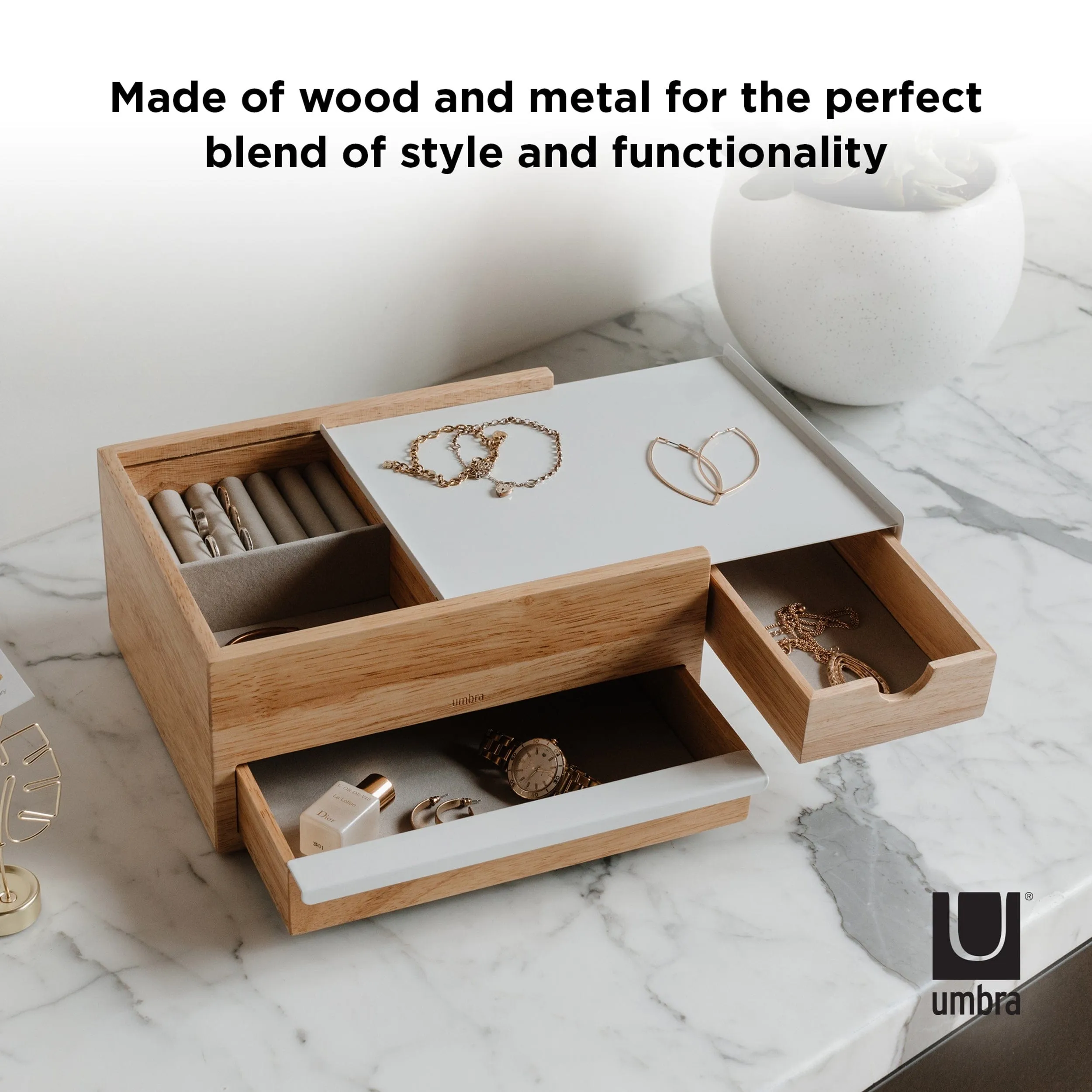 Umbra Stowit Jewelry Box White And Natural UMB290245668