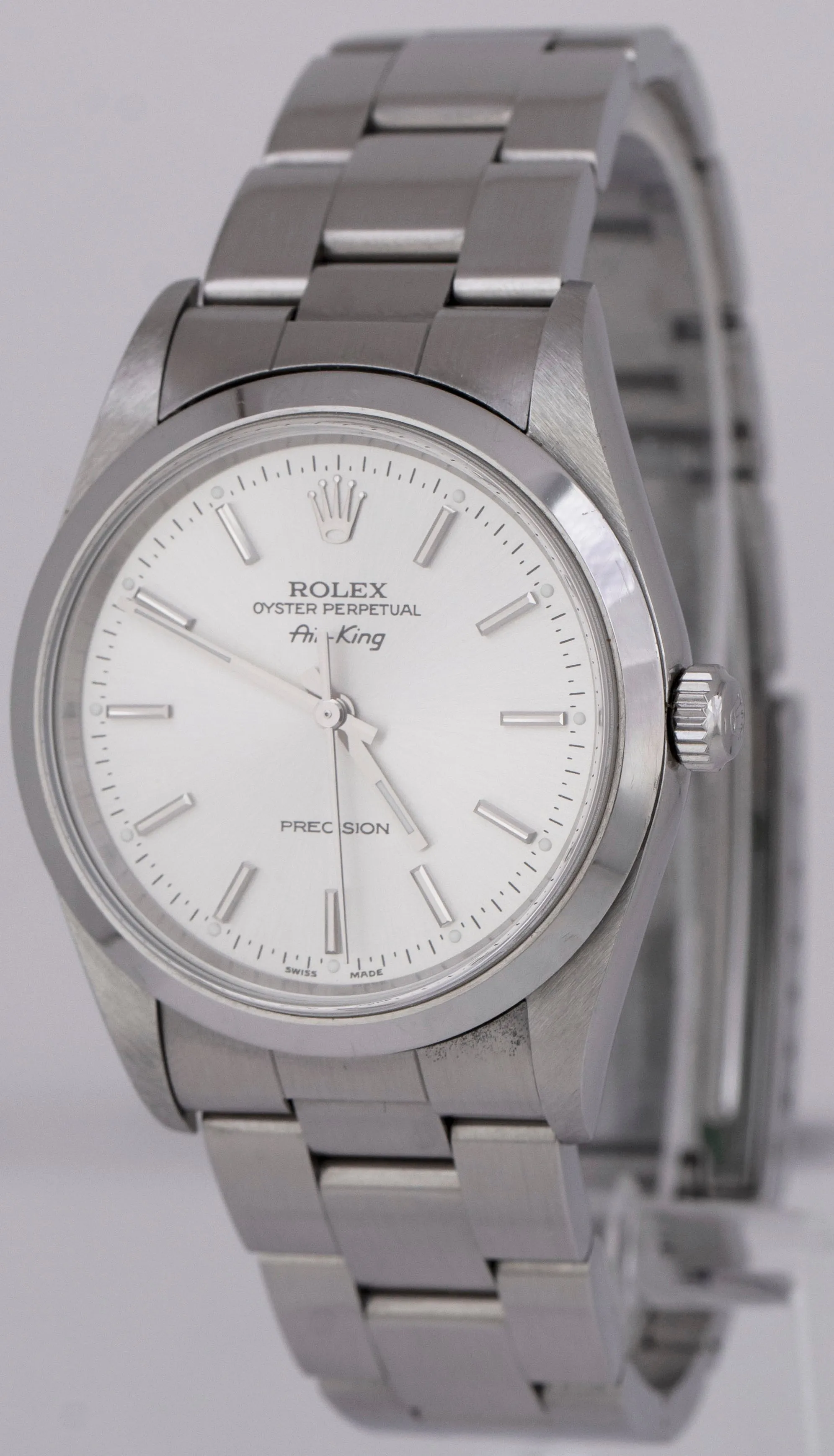 UNPOLISHED PAPERS 1999 Rolex Oyster Perpetual Air-King 34mm Silver 14000 B P