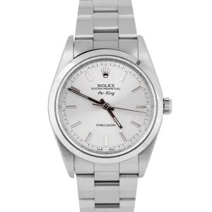 UNPOLISHED PAPERS 1999 Rolex Oyster Perpetual Air-King 34mm Silver 14000 B P