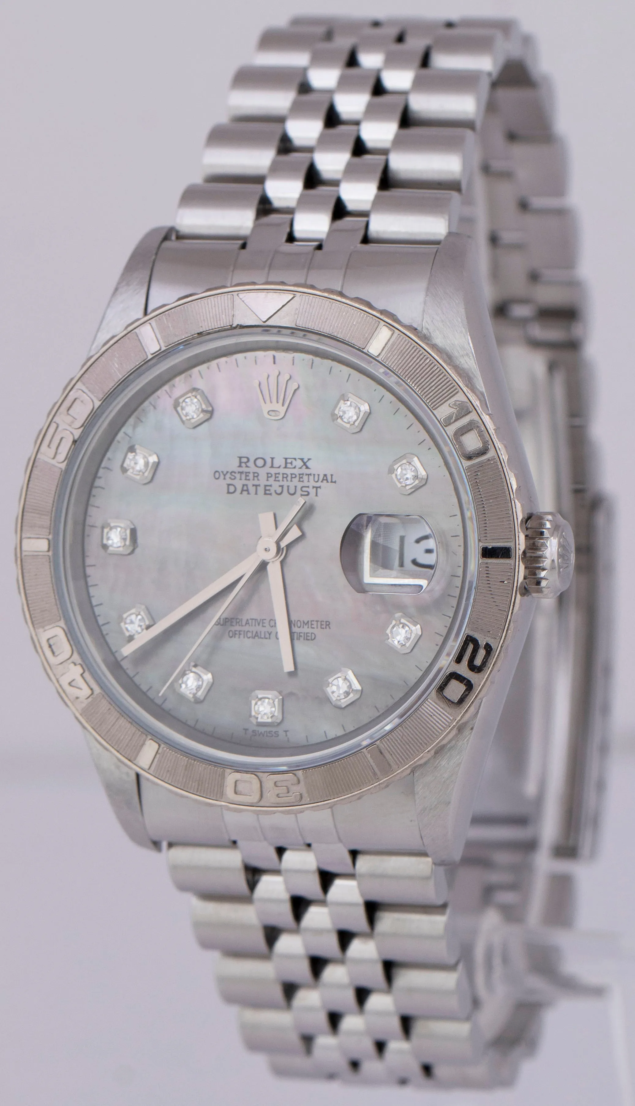 UNPOLISHED PAPERS Rolex DateJust 36mm Turn-O-Graph MOP DIAMOND Watch 16264 B P