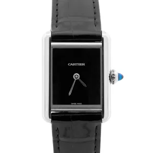 UNWORN 2024 PAPERS Cartier Tank Must 25mm WSTA0071 4322 Black Leather Watch BOX