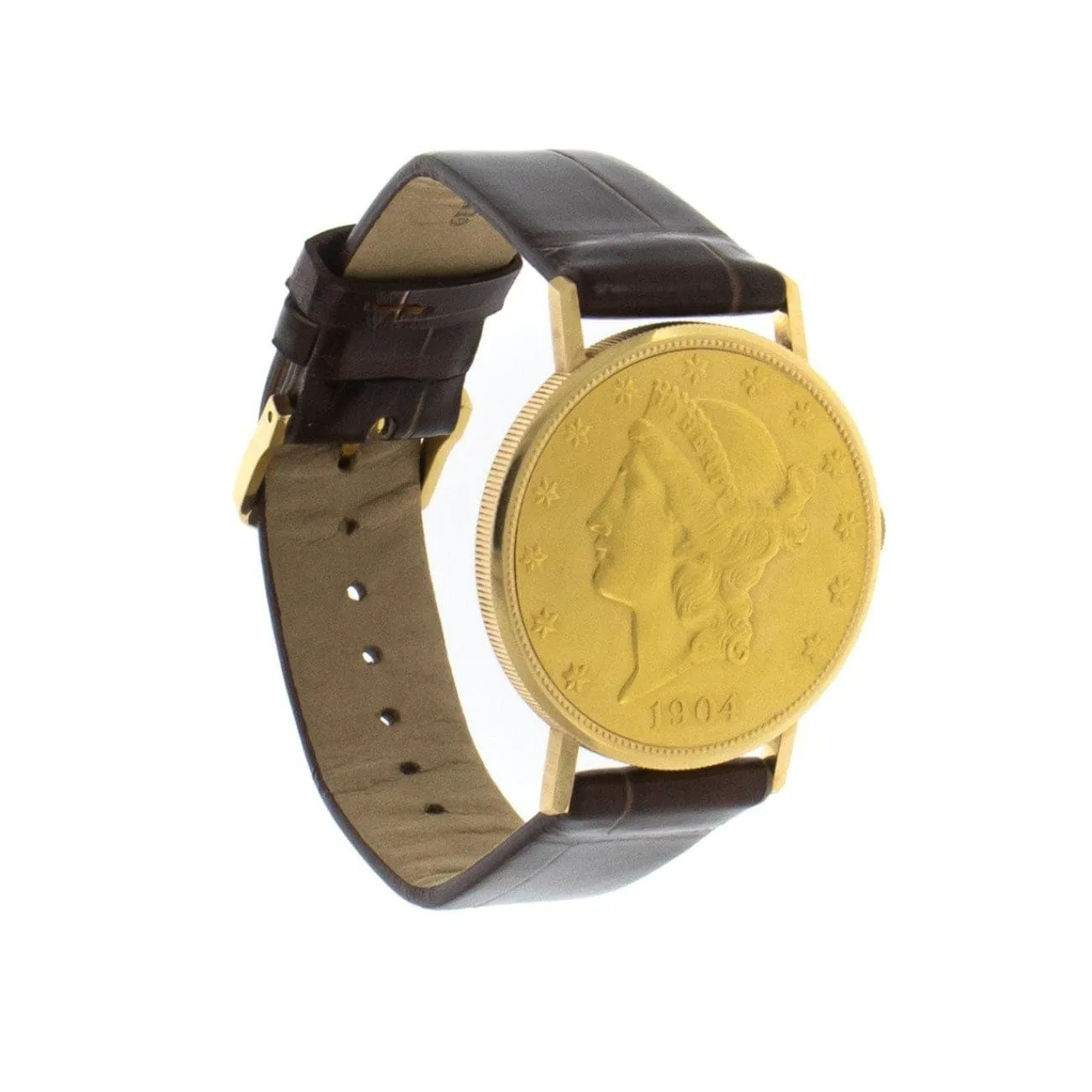US Liberty Head 1904 Coin Watch 35mm 22K Gold