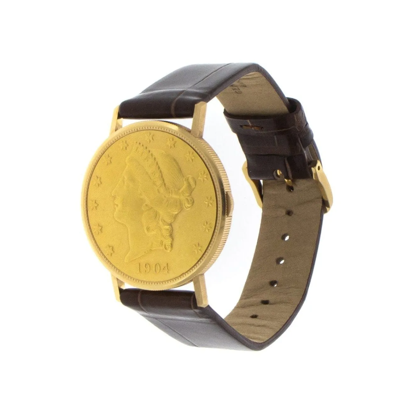 US Liberty Head 1904 Coin Watch 35mm 22K Gold
