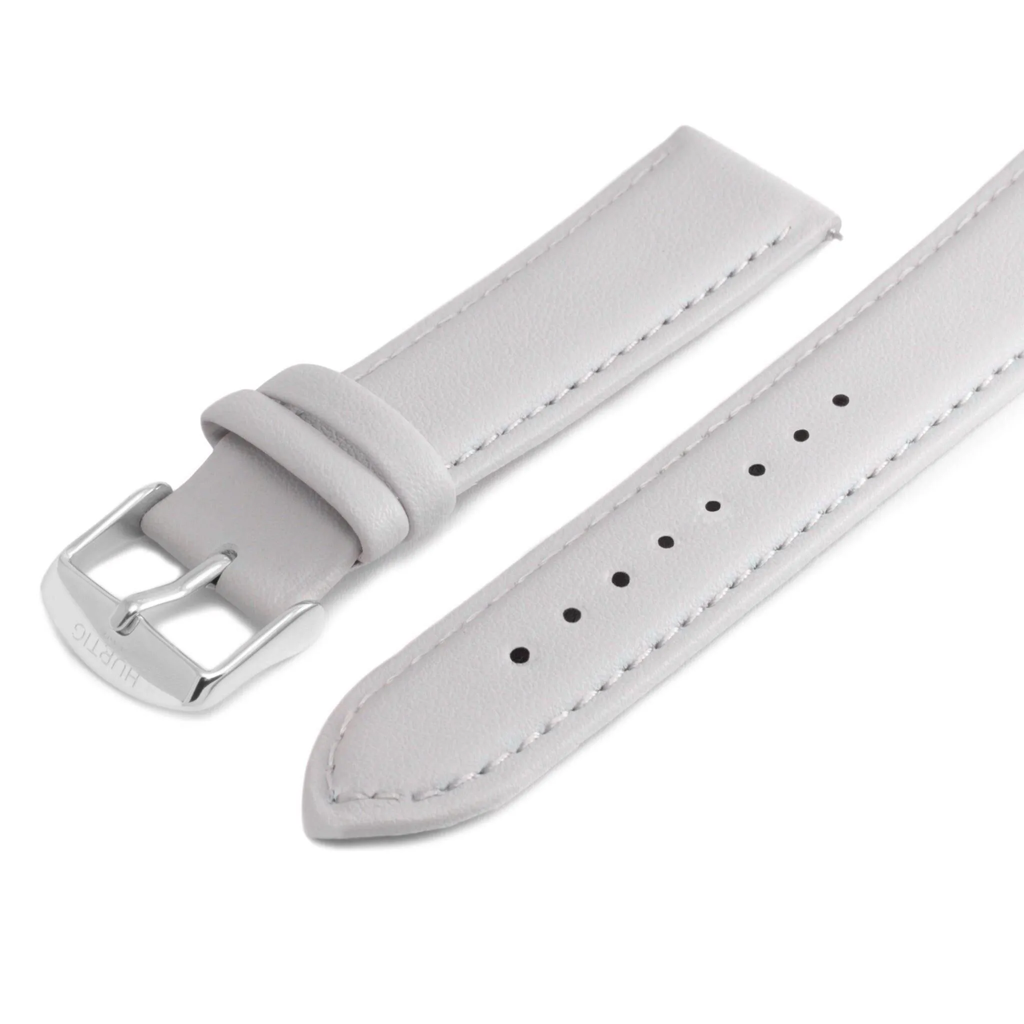 Vegan Leather Watch Strap- Grey & Silver