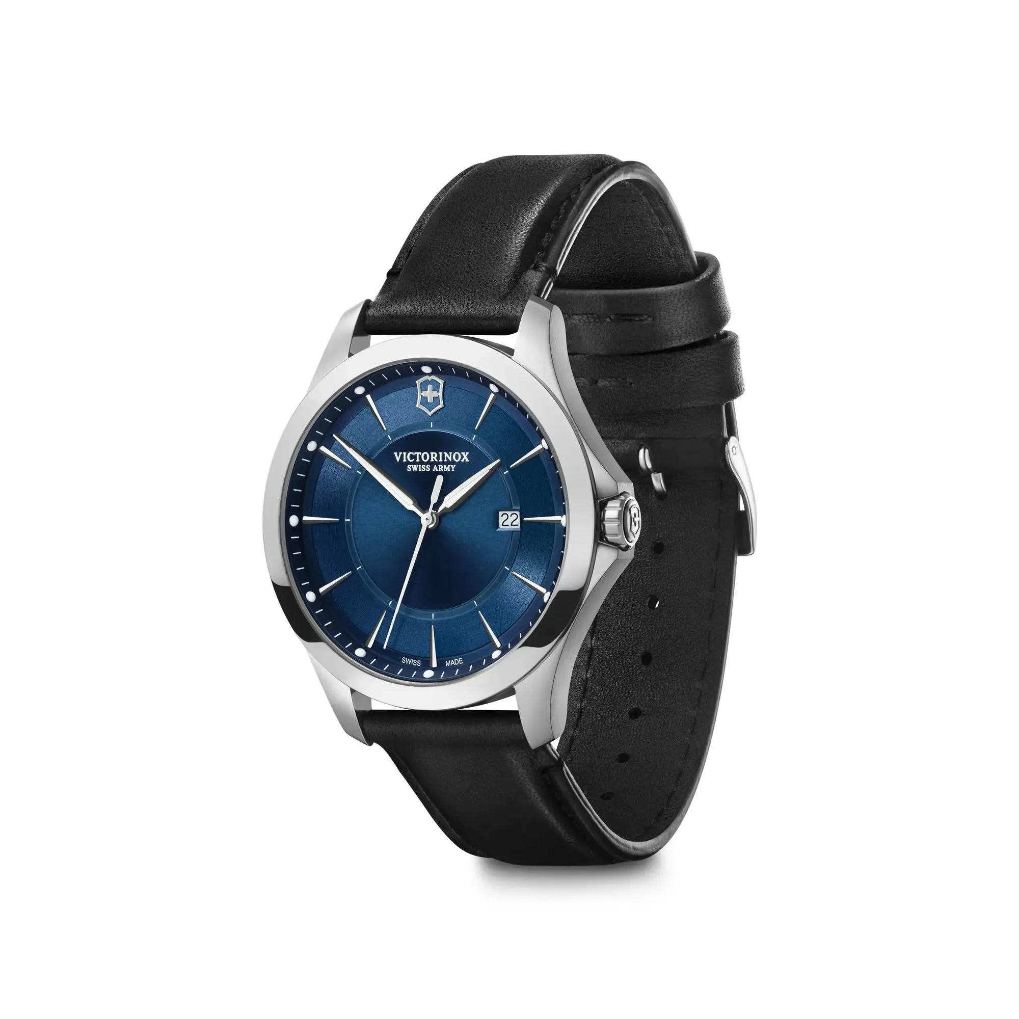 Victorinox Alliance 40 Blue Dial Black Leather Strap Men's Watch