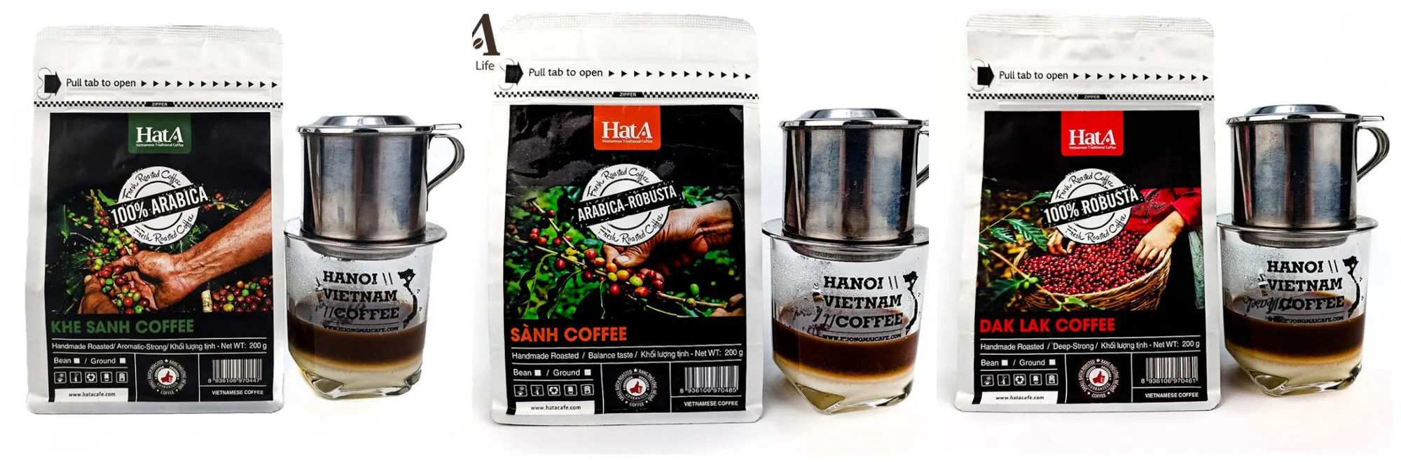 Vietnamese Hat A Coffee Beans Arabica Robusta 200G Filter-Brewing VietsWay