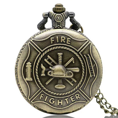 Vintage Bronze Fire Fighter Pocket Watch