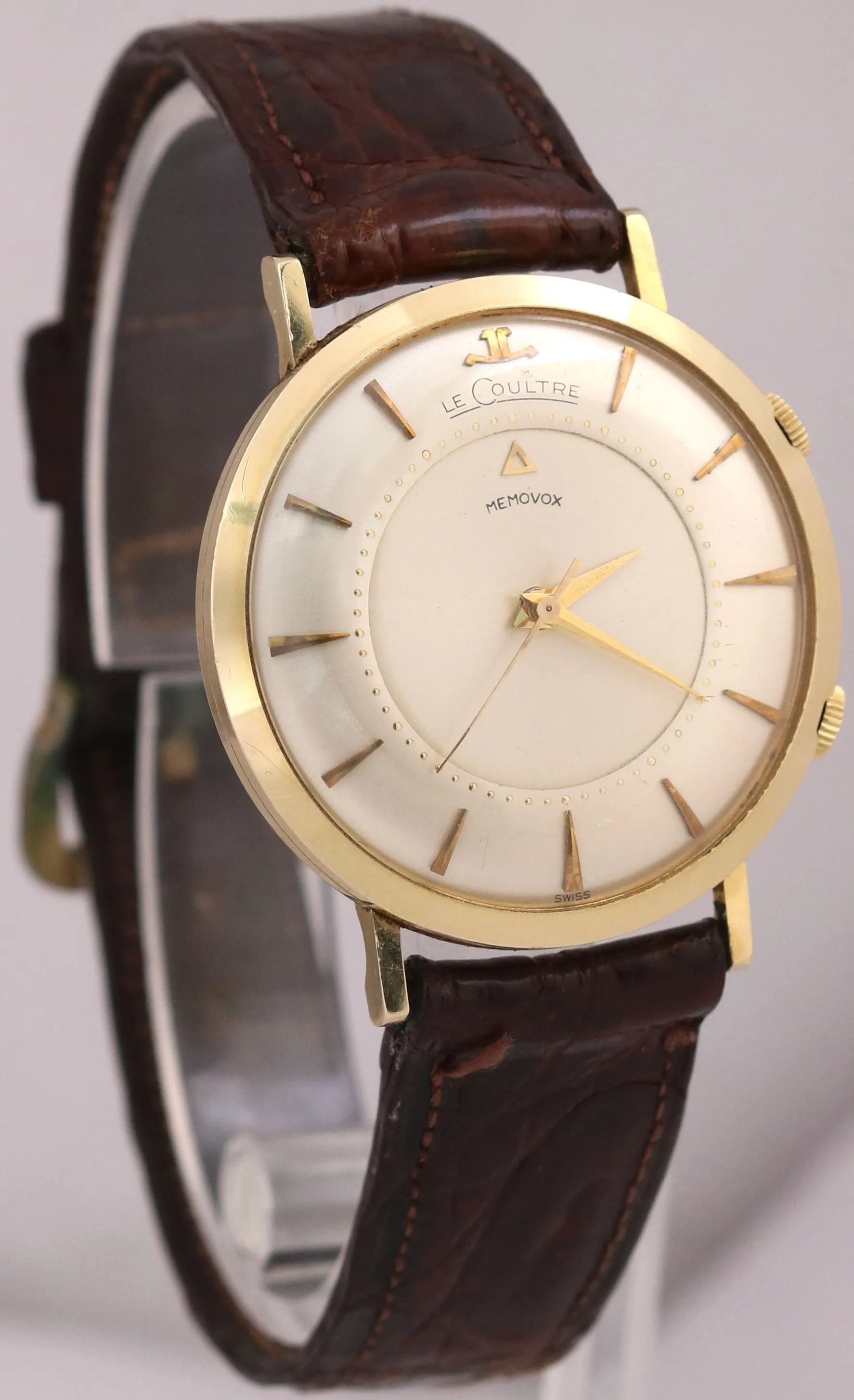 VINTAGE Vacheron & Constantin LeCoultre Memovox Alarm 35mm 14K Gold Manual BOX