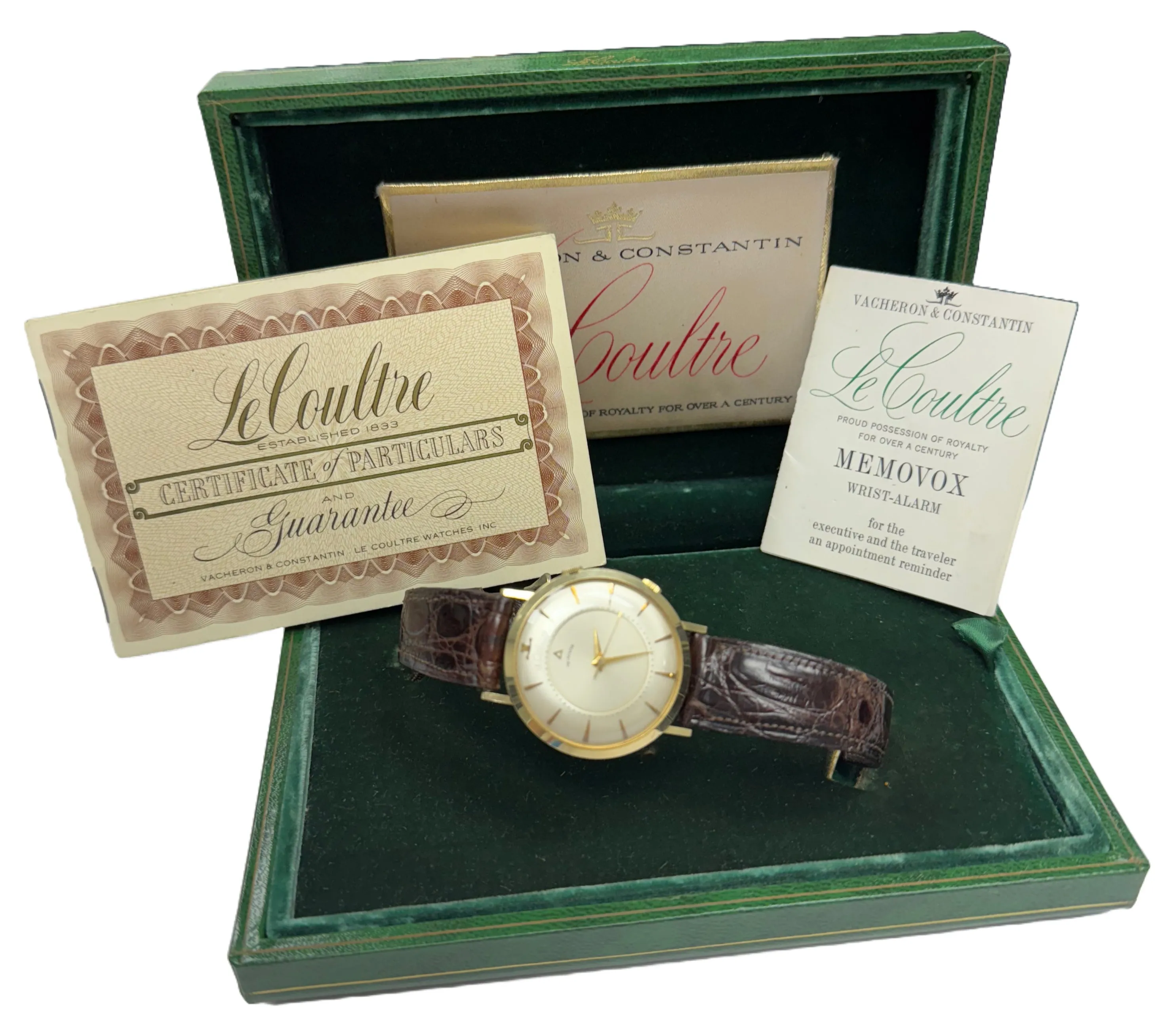 VINTAGE Vacheron & Constantin LeCoultre Memovox Alarm 35mm 14K Gold Manual BOX