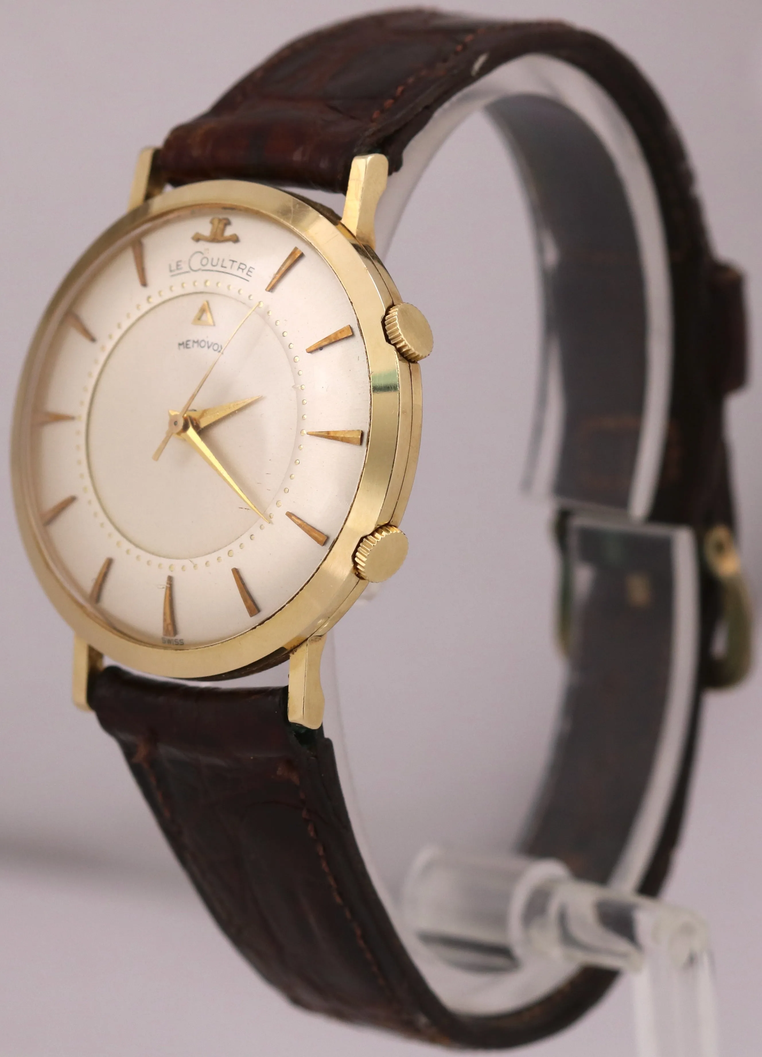 VINTAGE Vacheron & Constantin LeCoultre Memovox Alarm 35mm 14K Gold Manual BOX