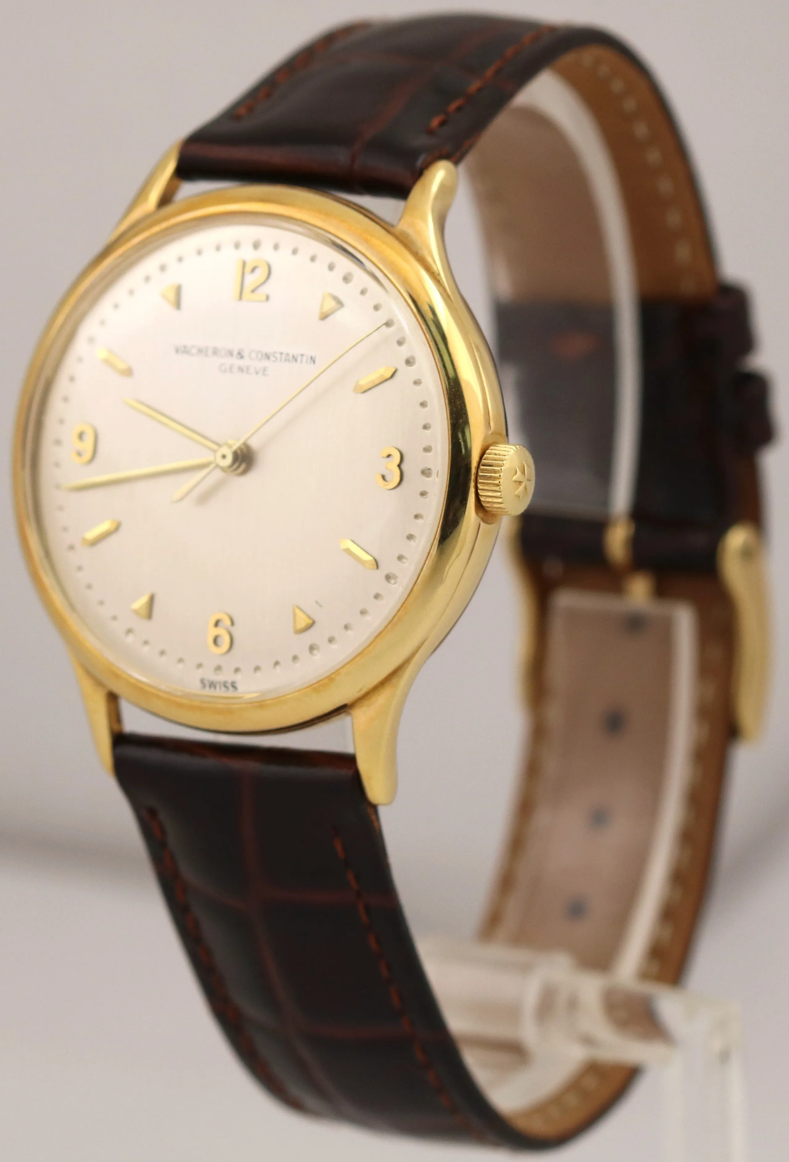 VINTAGE Vacheron Constantin Patrimony SILVER 18K Yellow Gold 35mm P454/5B Watch