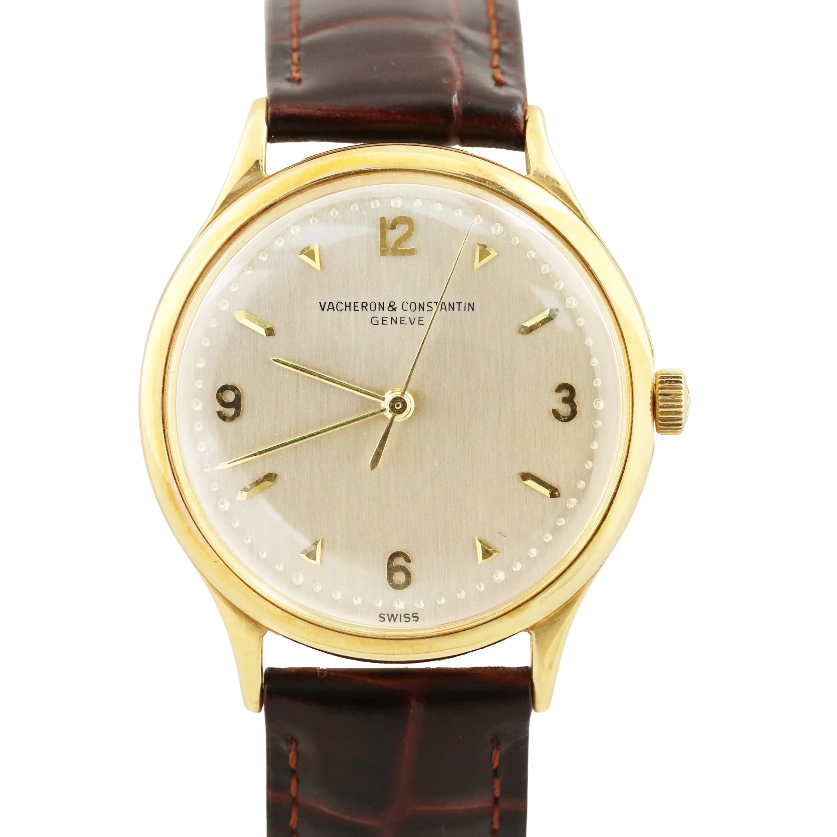 VINTAGE Vacheron Constantin Patrimony SILVER 18K Yellow Gold 35mm P454/5B Watch