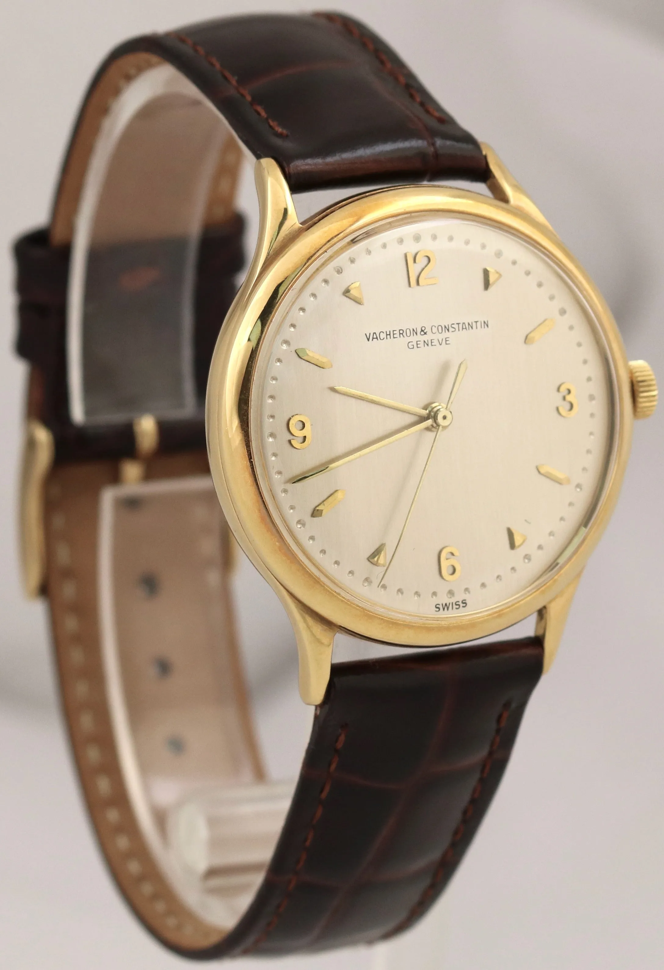 VINTAGE Vacheron Constantin Patrimony SILVER 18K Yellow Gold 35mm P454/5B Watch