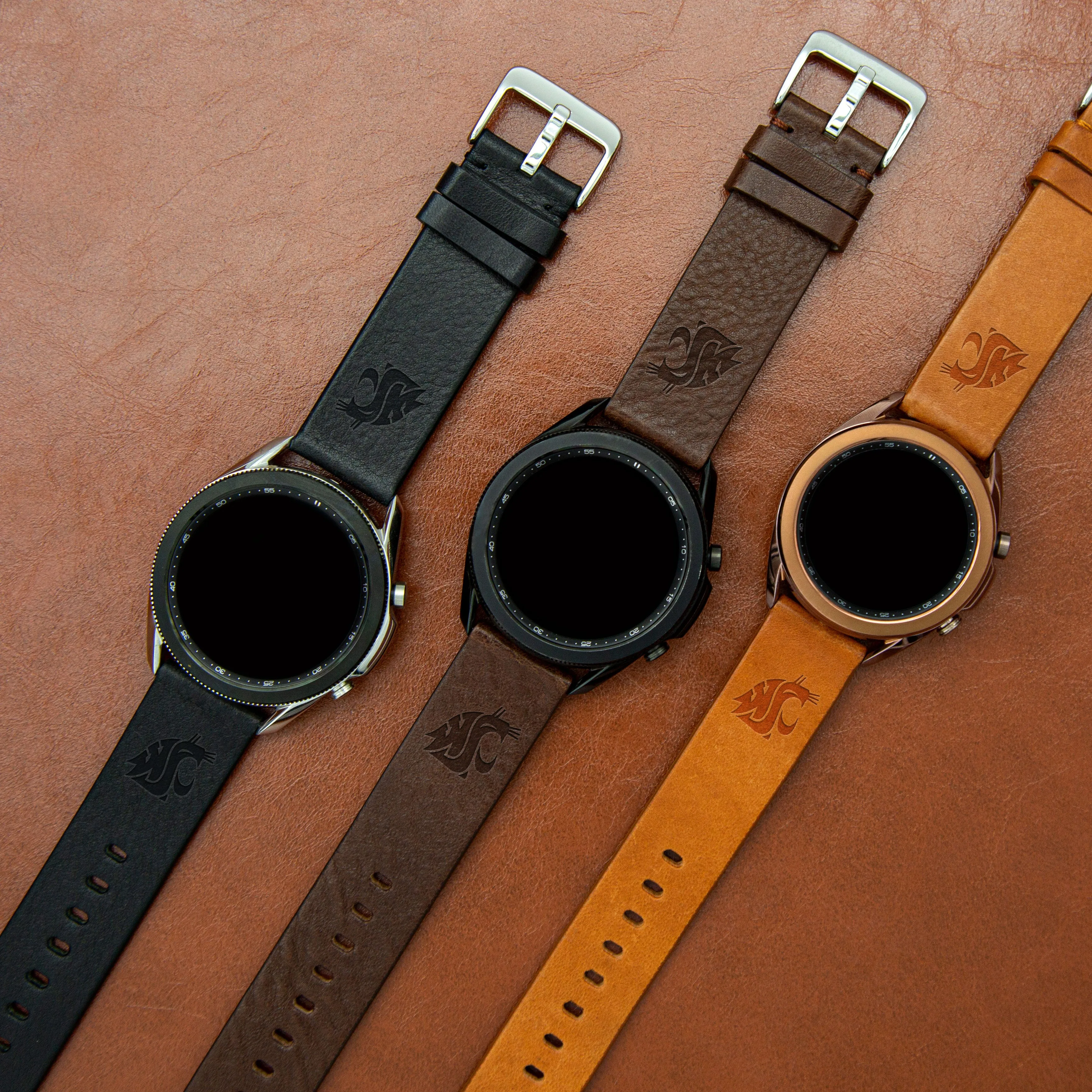 Washington State Cougars Premium Leather Samsung Galaxy Watch Band
