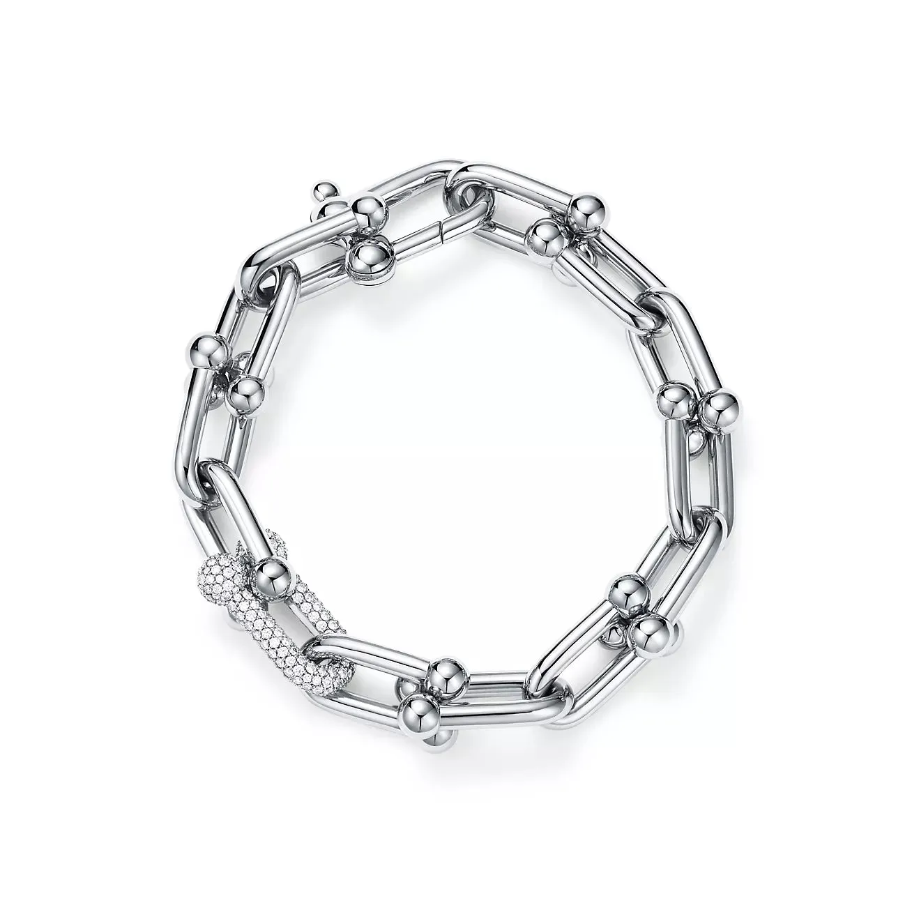 White Gold Large Link Bracelet