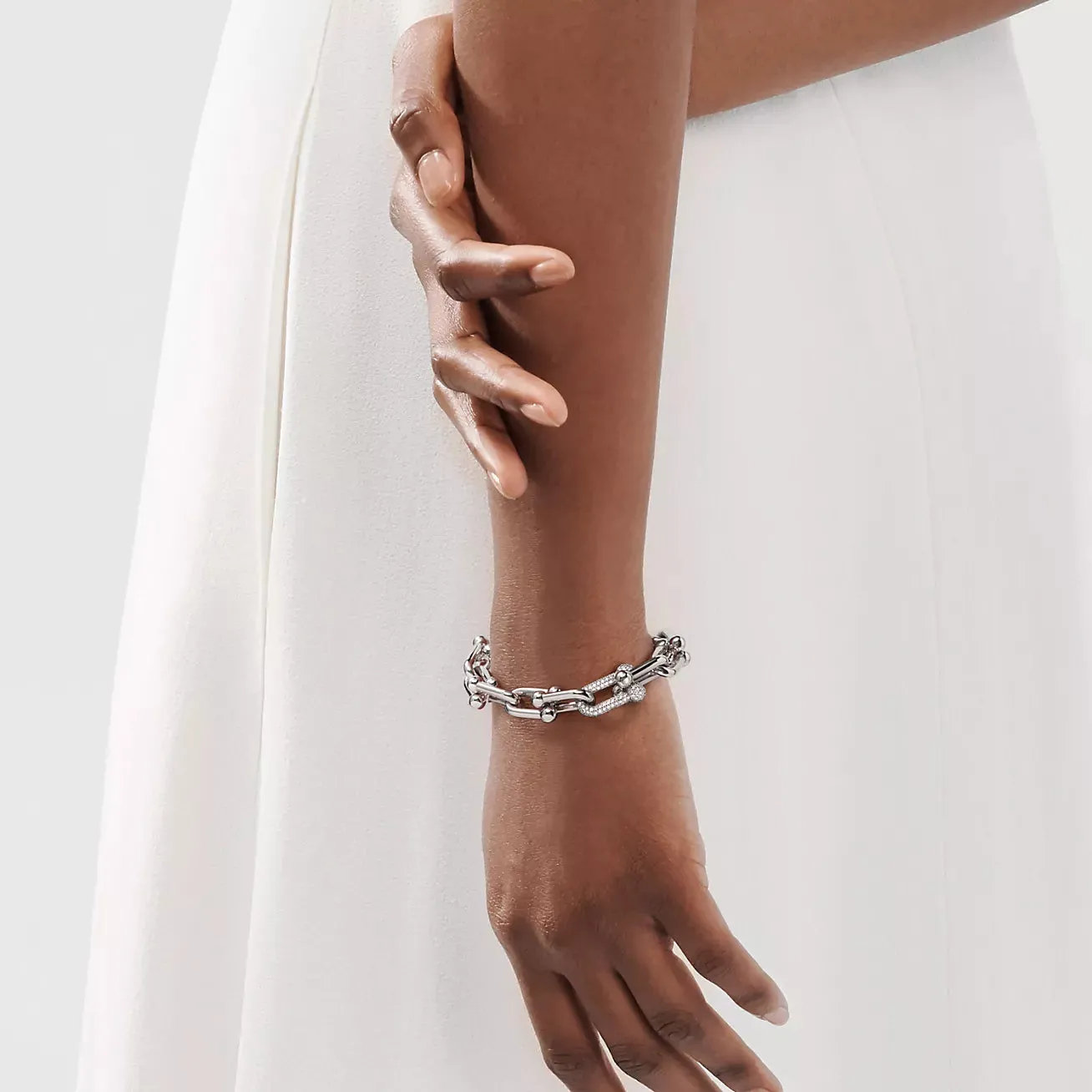 White Gold Large Link Bracelet