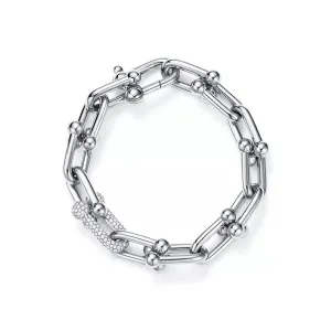 White Gold Large Link Bracelet