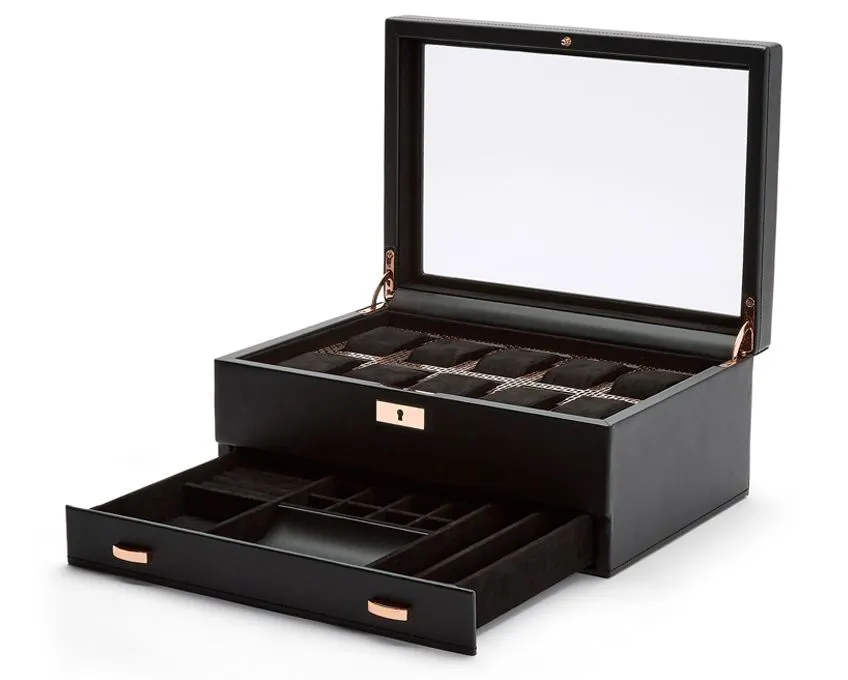WOLF Axis 10 Piece Watch Box with Drawer